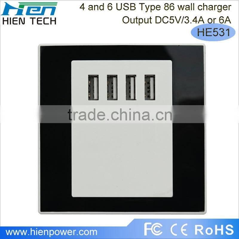 86 type mounting box for HE-522 series and HE-530 series USB wall socket using