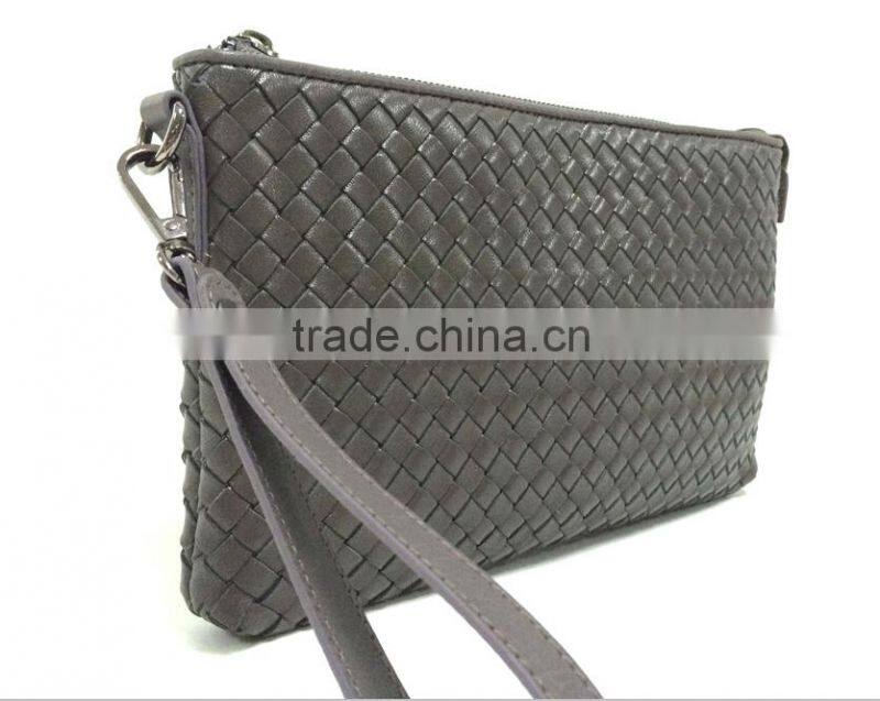 Top quality and Top leahter Handmade Weave Men genuiness leather clutch bag