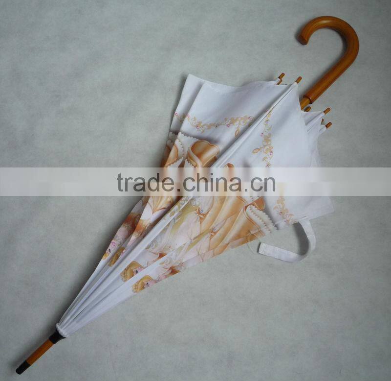 Promotional picture printing umbrella wooden umbrella