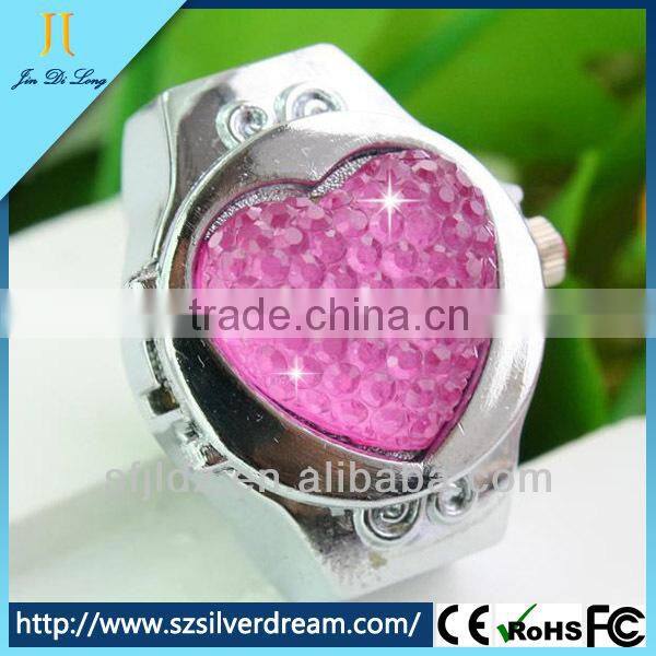 2014 China Made Crystal Diamond New Design Ladies Finger Ring Watch