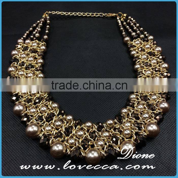 Luxury classy women fashion gold alloy exaggerate statements crystal gift necklace wholesale