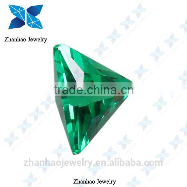 Green triangle natural glowing stone for jewelry making