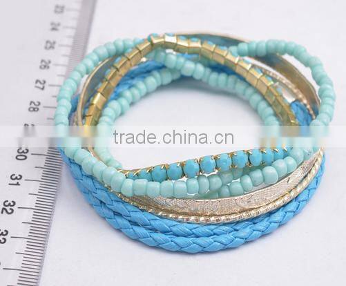 2016 Fashion hot Leather cord claw chains braided metal bracelets fashion bracelet