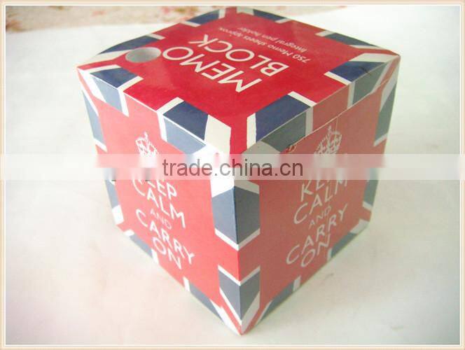 color paper memo cube,paper memo cube with pen hole