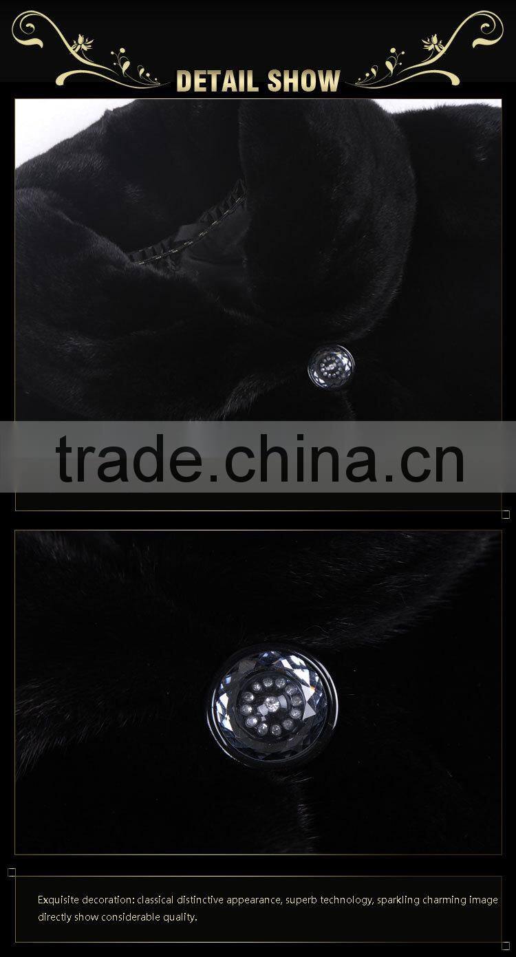 wholesale long black leisure mink women winter fur coat