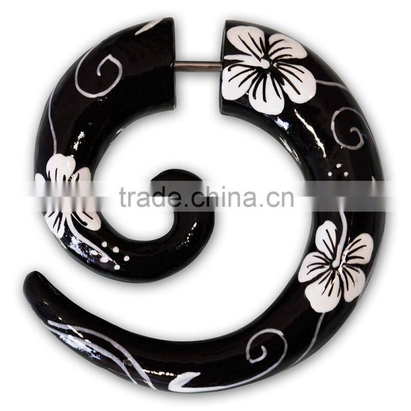 Fashion orange fake ear stretcher sprial taper acrylic body jewelry