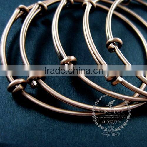65mm diameter copper red brass simple adjustable wiring bracelet for beading DIY jewelry supplies 1900045