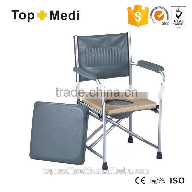 Aluminum commode chair with bedpan for heavy weight disabled