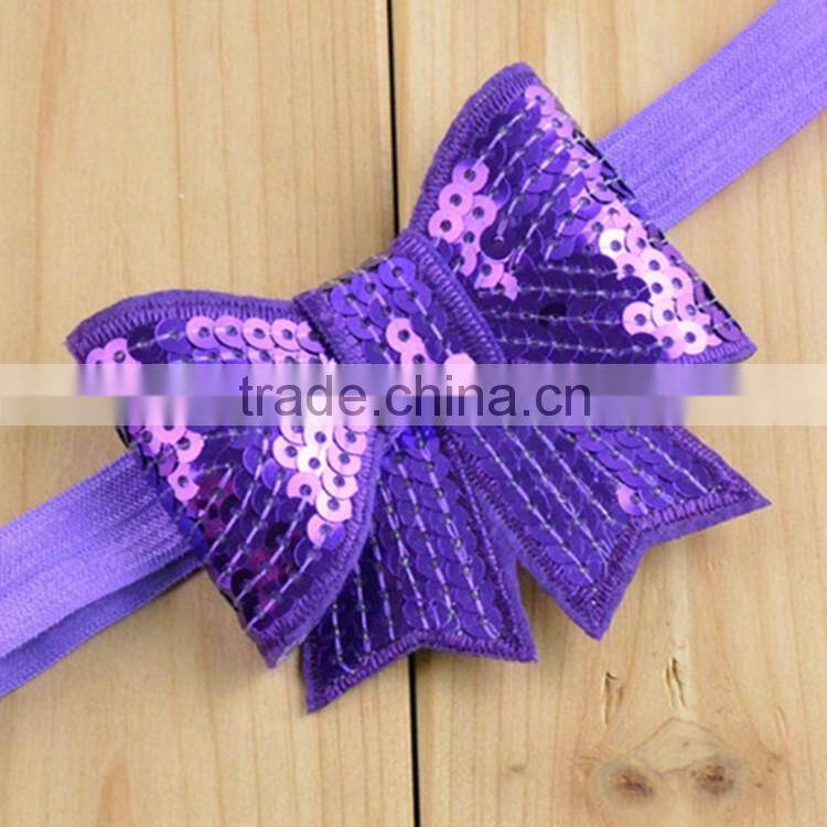 Girls sequins bow hairband for hair dress bling cheerleader sequin hair bow school girls bow hair