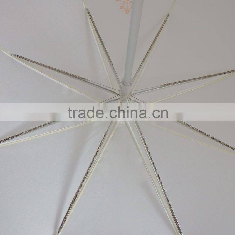 White plain aluminum material custom printing long umbrella