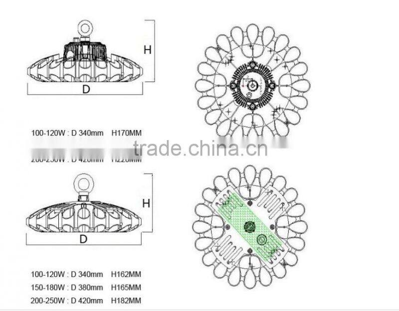 2016 new Arrival black 100 watts UFO LED high bay light with 5years warrantys