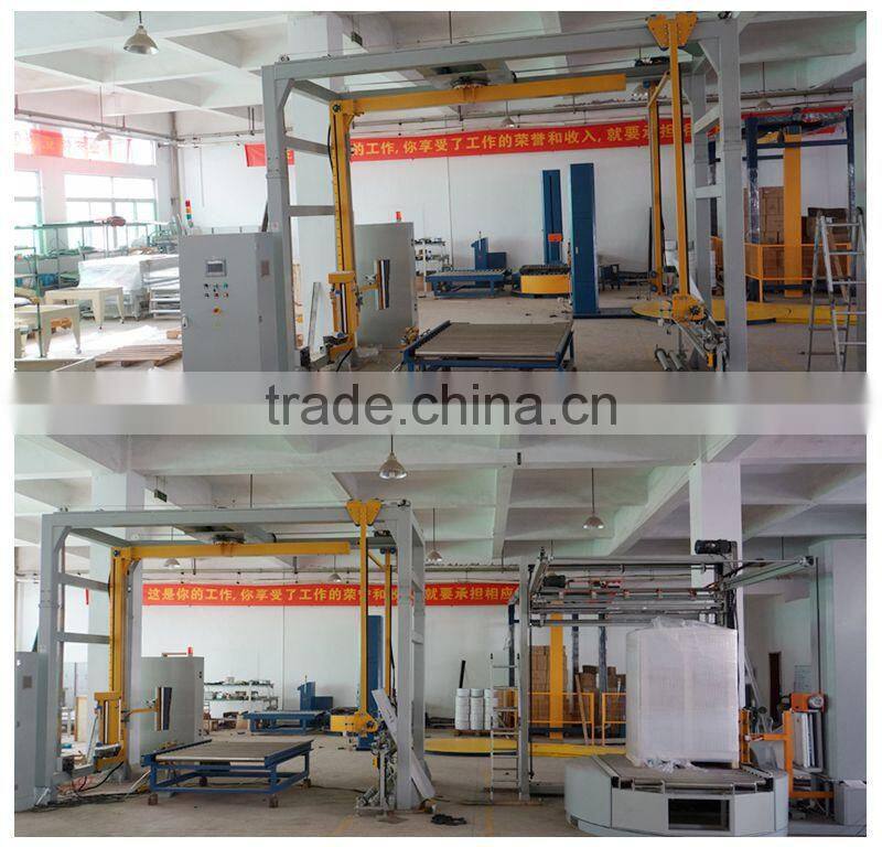 Rotary automatic stretch film wrapping machine for packing line , wrapping and supply top film fully automatic