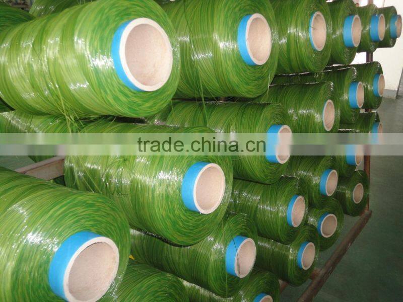 100% high quality olive green PE straight & PP curl Artificial Landscaping Grass Yarn