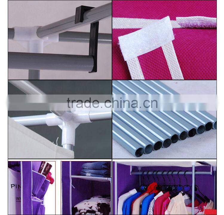 Large Size Metal Furniture Non-woven Wardrobe,Folding Fabric Cloth Wardrobe