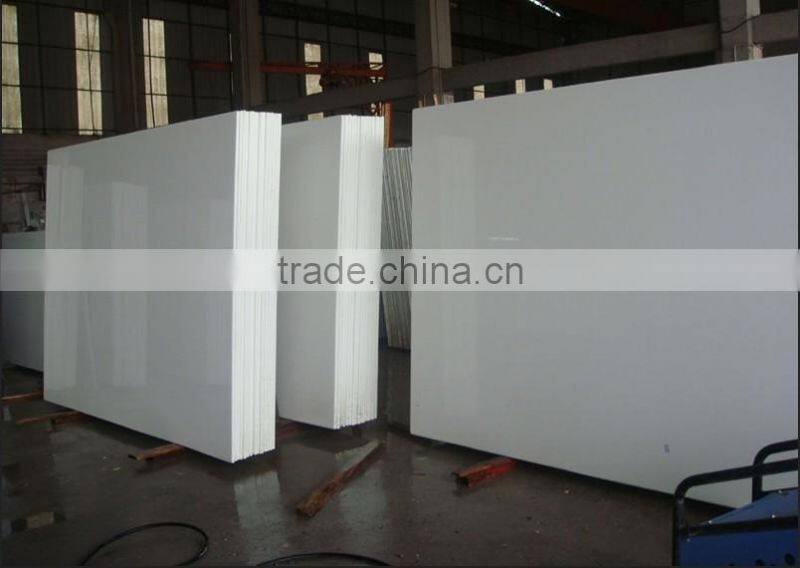 Pure white polished crystallized glass slabs