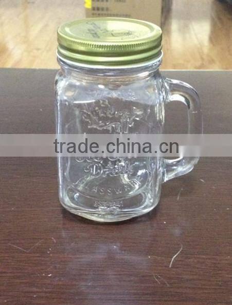 400ml 13oz pump lid glass mason jar with handle wholesale