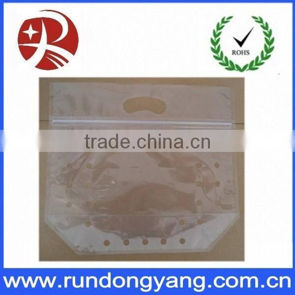 transparent CPP slider zip lock fruit bag with handle and air holes