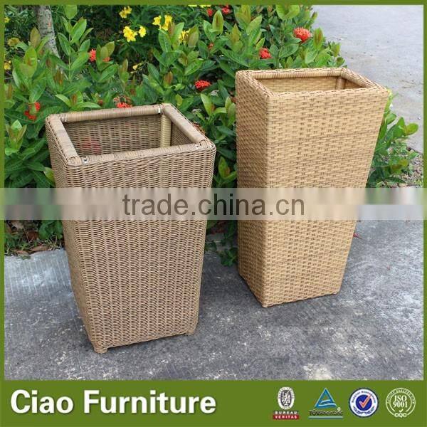 Garden Plastic Rattan Flower Pot Outdoor Planters