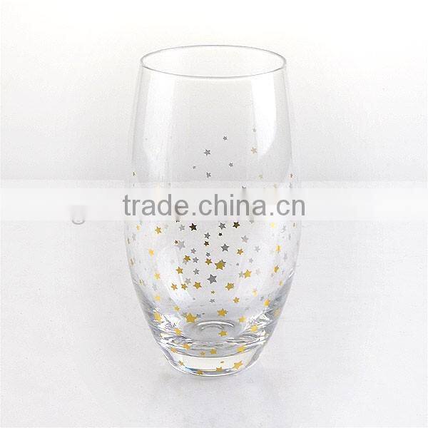 2017 HOT SELLING Star or Dot Decal Stemless Wine Glass Cup for drinking