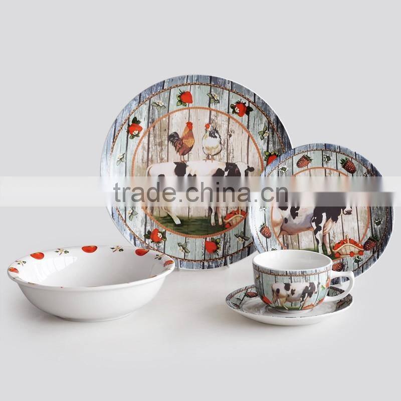 set of 16pcs&20pcs porcelain dinnerware with Christmas printing Christmas printing dinnerware set Porcelain dinner set