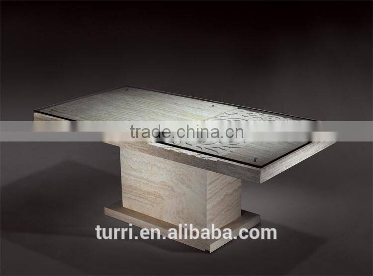 Modern white Iran travertine rectangle center table