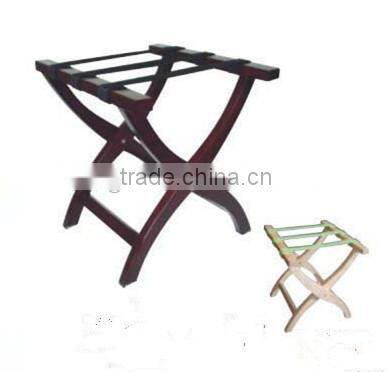 Hotel folding wooden luggage rack with PU leather strips