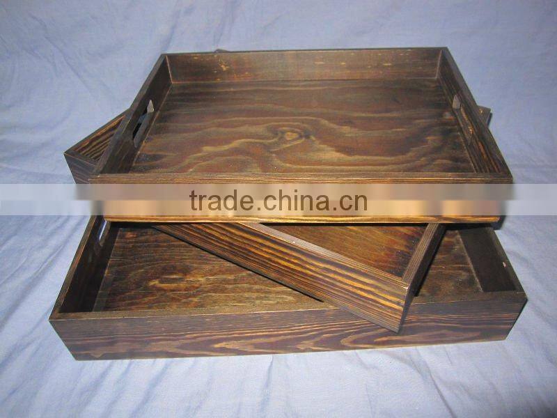 Silver&Golden painted wood serving tray