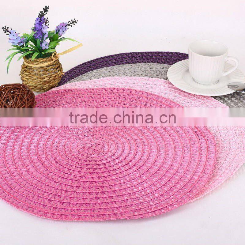 eco pink color round shape pp placemat/heat-resistant round tablemats/mats round