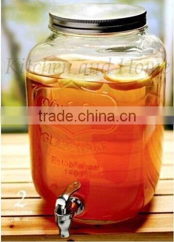 High quality clear glass container with tap