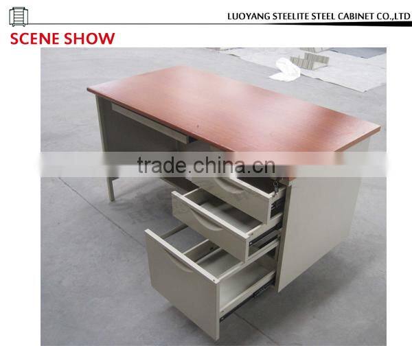 Luoyang steel office furniture computer desk, desktop computer table with a small cabinet and drawer