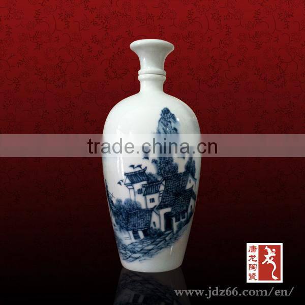 Fine green glazed ceramic porcelain japanese wine bottle