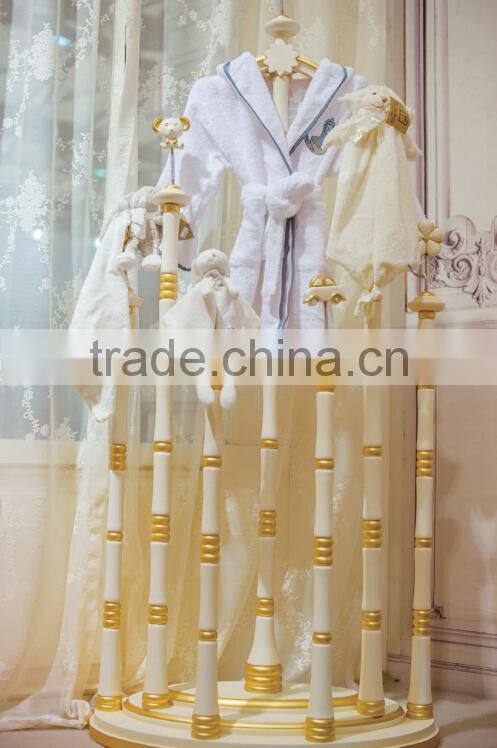 Ivory and golden color kids and baby wooden coat hanger stand, Royal vintage kids hallstand - BF07-70338