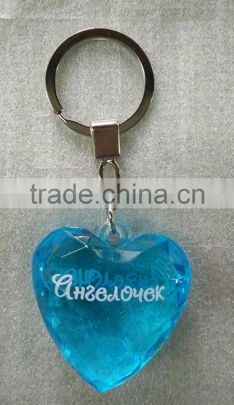 2017 New style acrylic hanging decoration heart shape diamond key ring