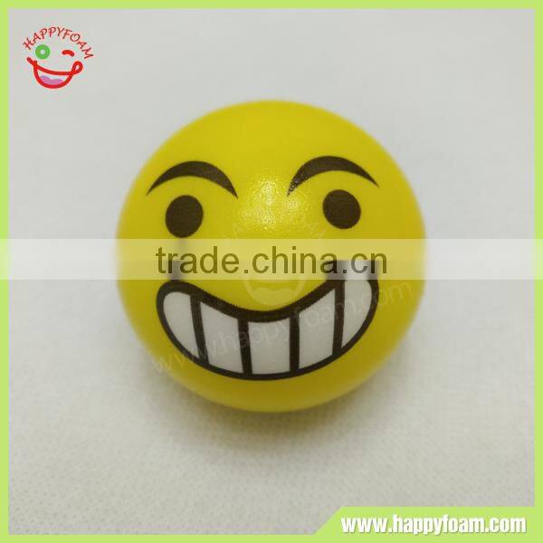 Bad smile face emoji PU anti stress ball , hot selling foam bouncing ball toy