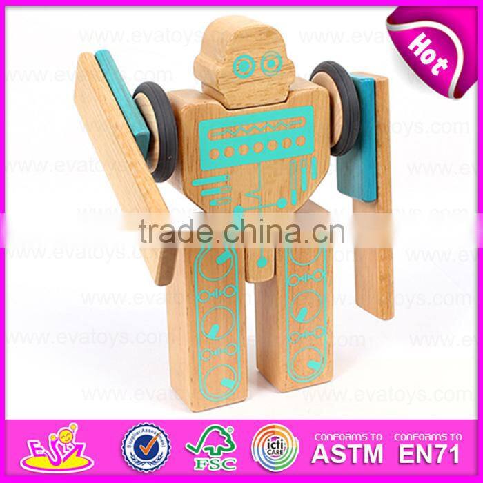 3D Construction set small flexible magic wooden robot,Educational Toy Wooden Robot Kit for children W03B046