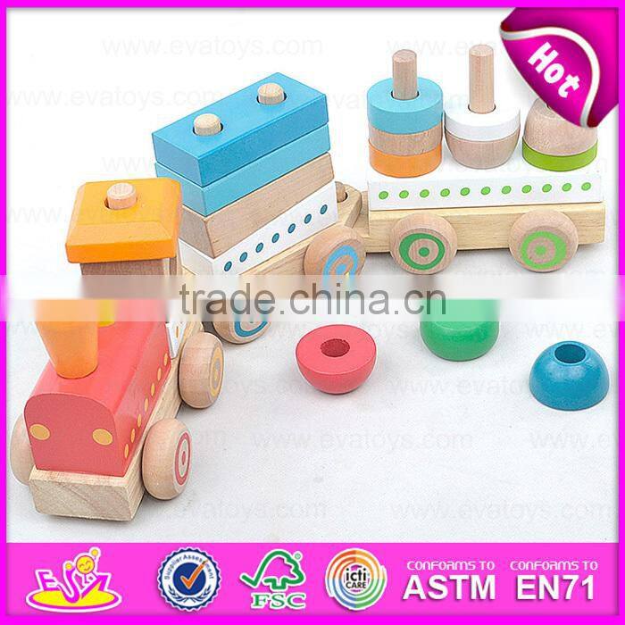Wooden Block Toy Train Set for kids,Wonderful and safe wooden big block Train toy Toddler Toy W05C023