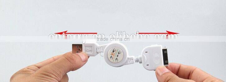 Colour retractable USB Charging Cable Charger line for iPhone ,Samsung