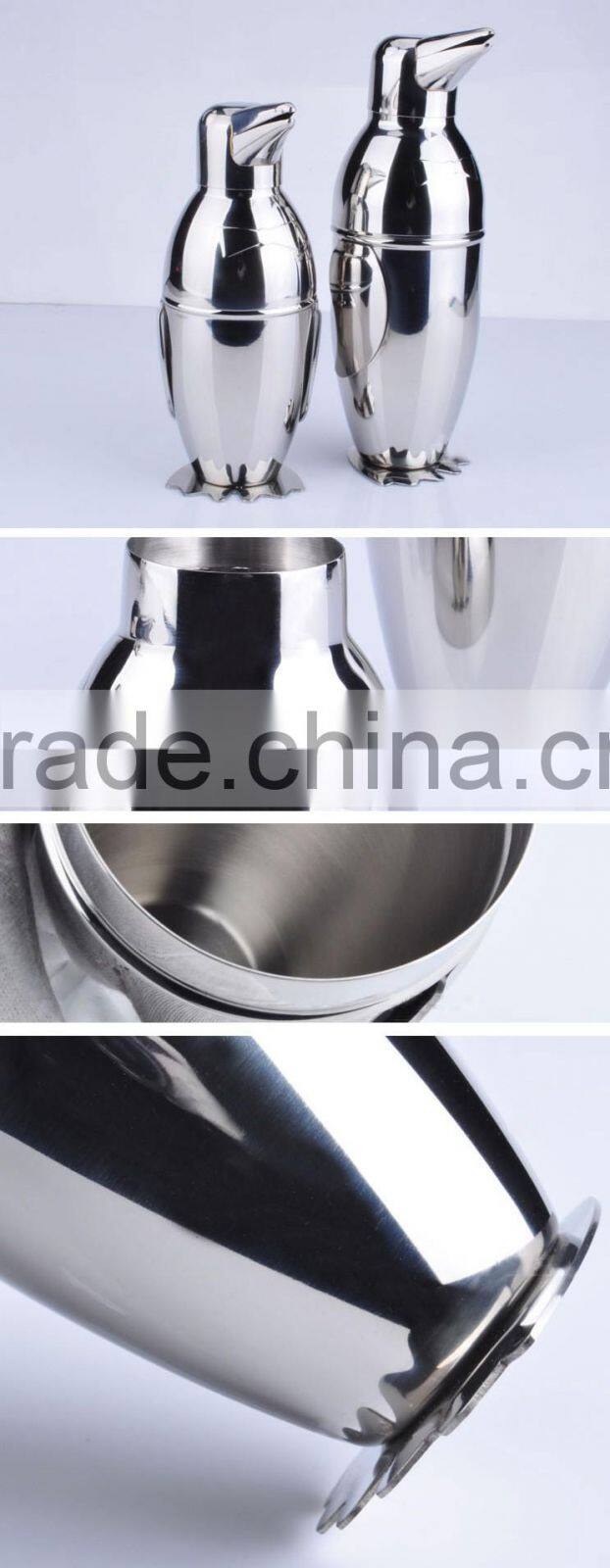 stainless steel penguin shape cocktail shaker