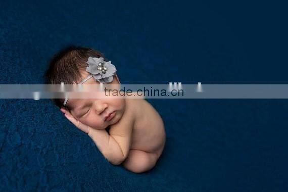 handmade chiffon flower hairbands with pearl beads center