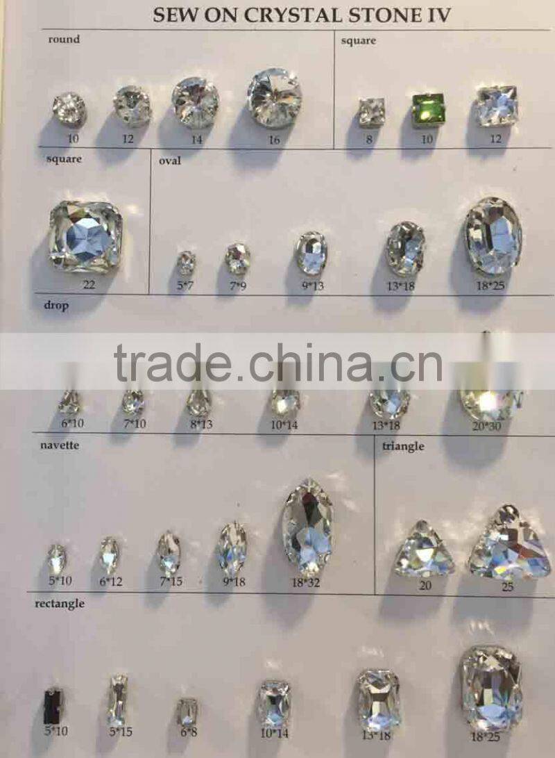 Crystal sewing on stone with claw setting crystals oval, drop , rectangle