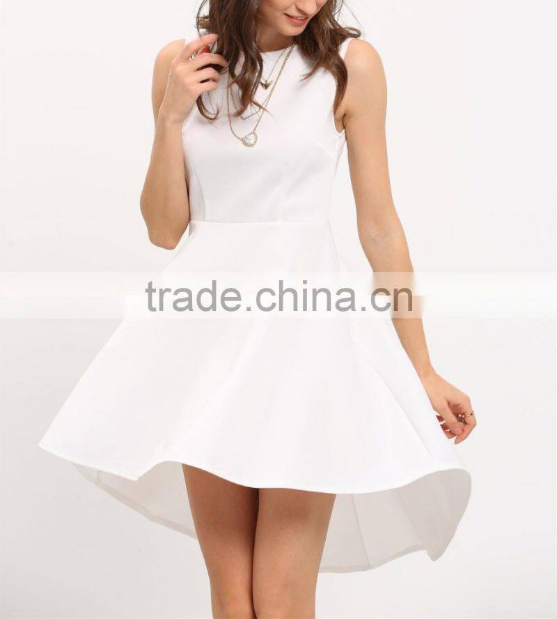 Bandage Party Dress Princess Women White Skater Elegant Asymmetric Hem Flare Dress Summer Dresses