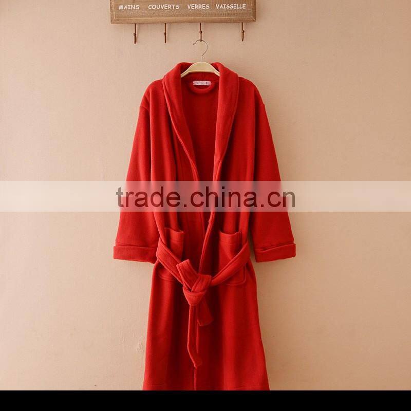 100% polyester women's micro fleece bathrobe, polar fleece bathrobe,nightwear gown