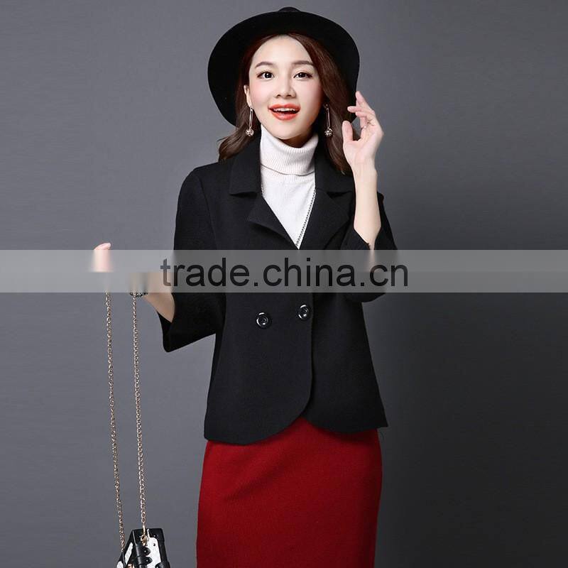 Fashion Ladies Short Coat Design Winter Woolen Knitted Coat