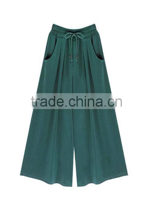 Fashion Indian women casual pants wide leg trousers with elastic band