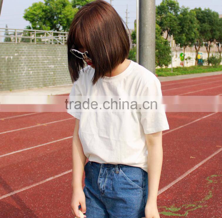 women's combed cotton o-neck short t-shirt custom embroidered t-shirt wholesale in china