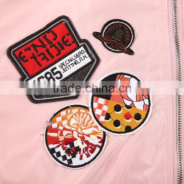 HAODUOYI Women Trench Coat Printed Pink Pockrts Zipper Loose Long Sleeve Coat Elegant Lady Coat