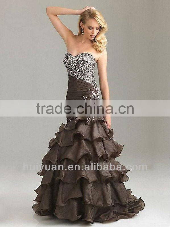 Backless Floor Length Heavy Beaded Red Mermaid Dress