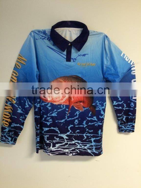 2016 new style design sublimation fishing shirt in Italy 100%polyester mesh fabric