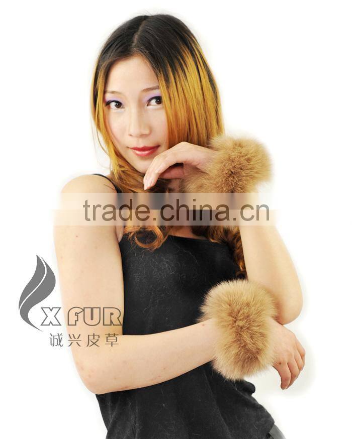 CX-A-11A Wholesale In-stock New Luxury Coat Genuine Fox Fur Cuffs Leather Bracelet