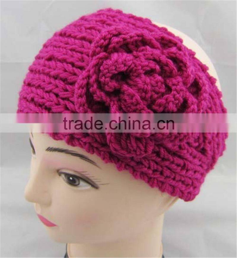 handmade knit crochet flower headband,knit headband ear warmer,knit ear warmer headband